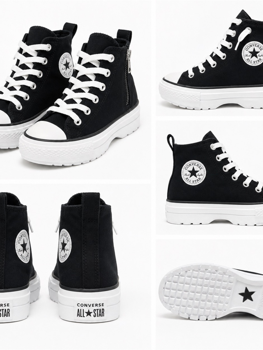NWOB Converse Kids Black and White High-Top Platform Sneakers